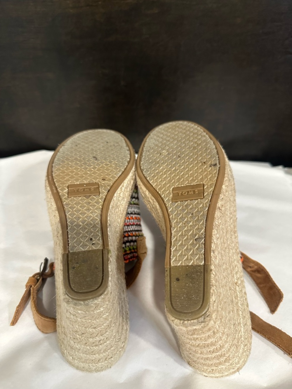 Toms Multicolor Boho Woven Espadrille Wedge Sandals - Picture 3 of 3